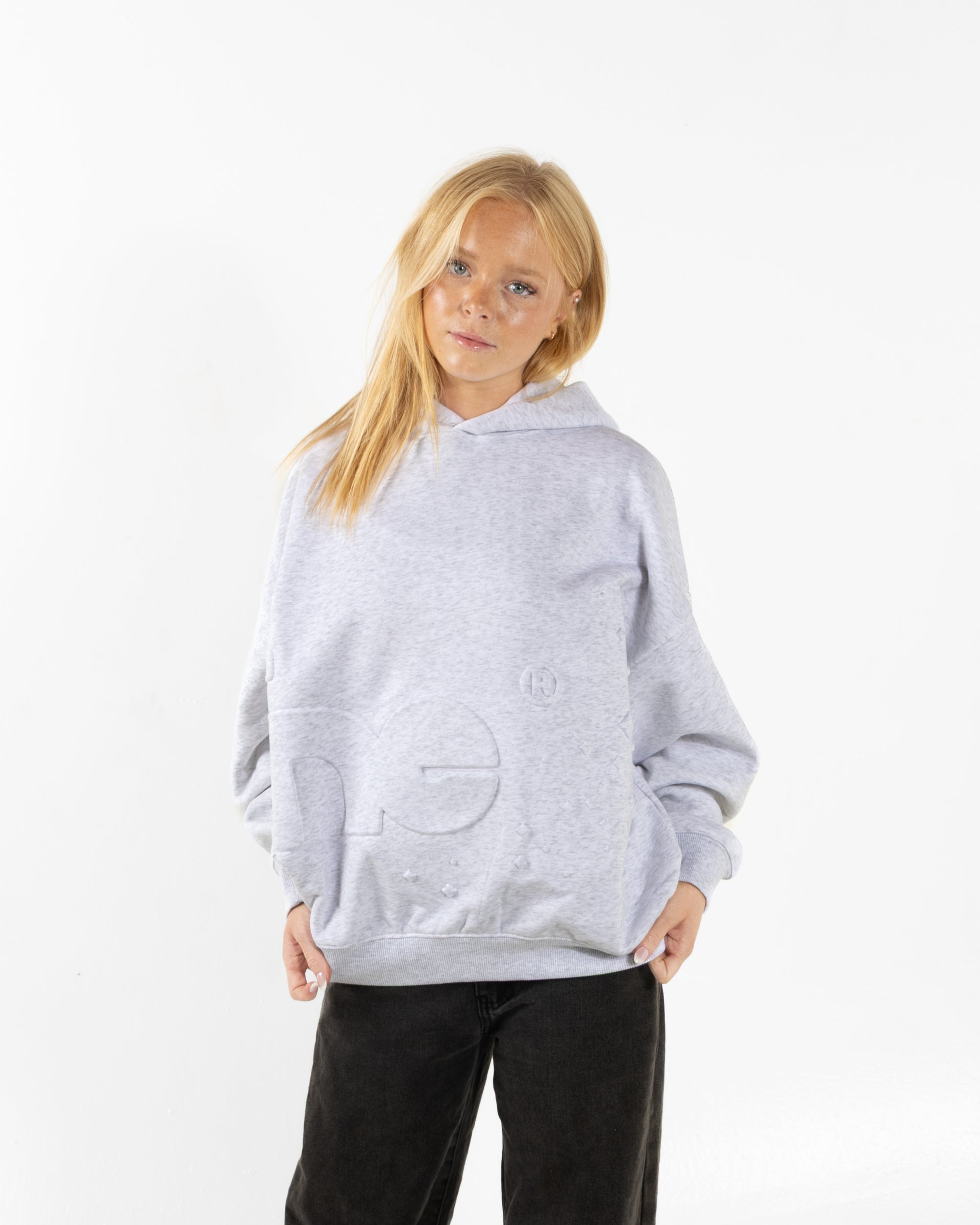 LIGHT HEATHER EMBOSSED HOODIE