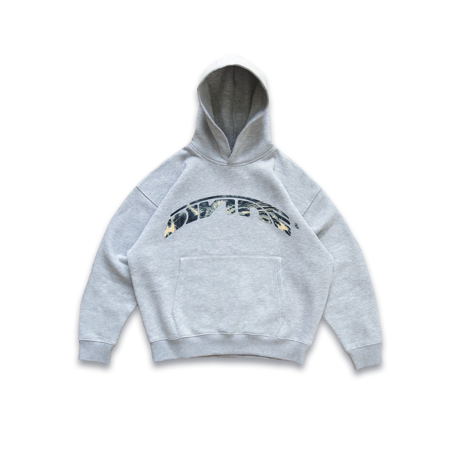 GRAY LEOPARD LOGO HOODIE