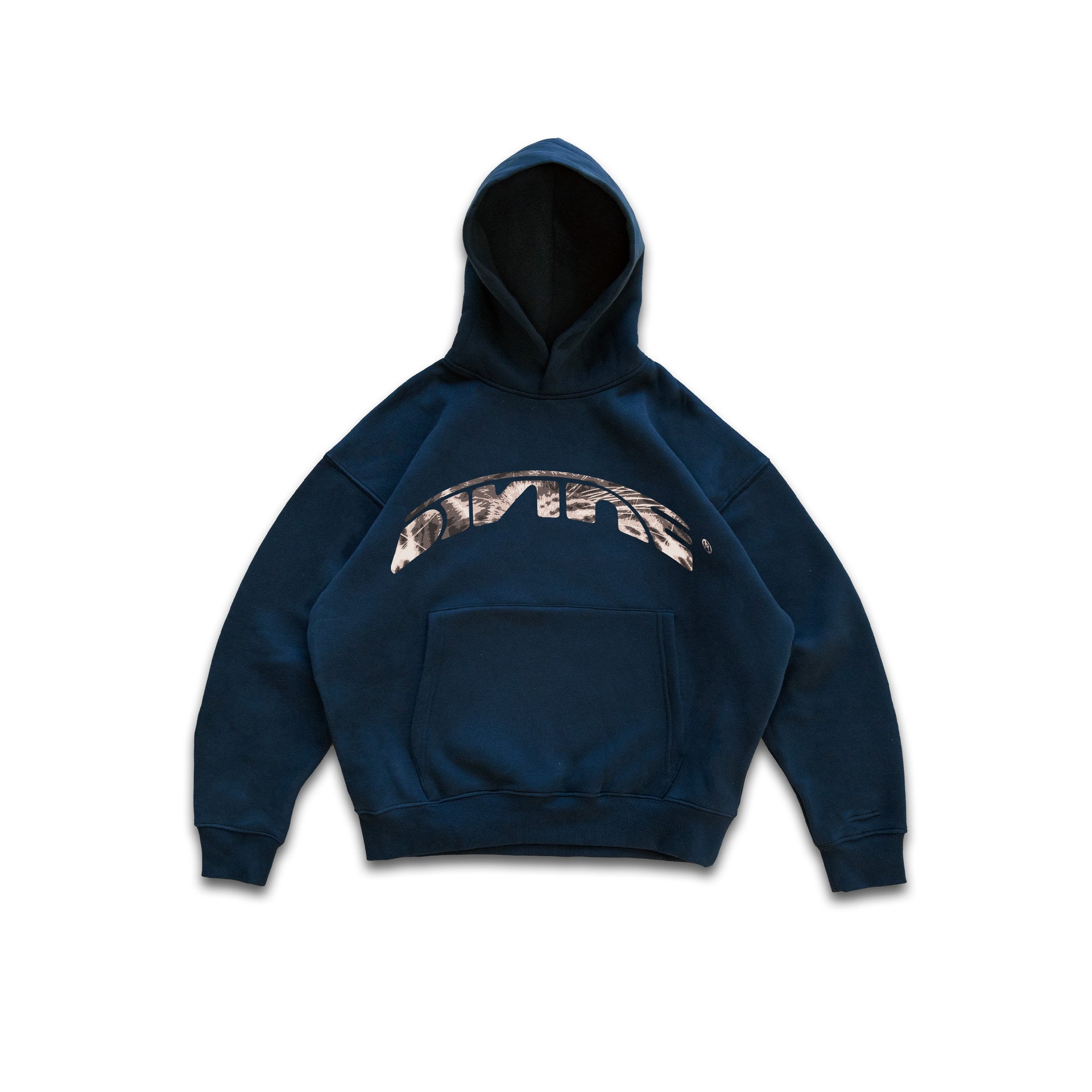 NAVY LEOPARD LOGO HOODIE