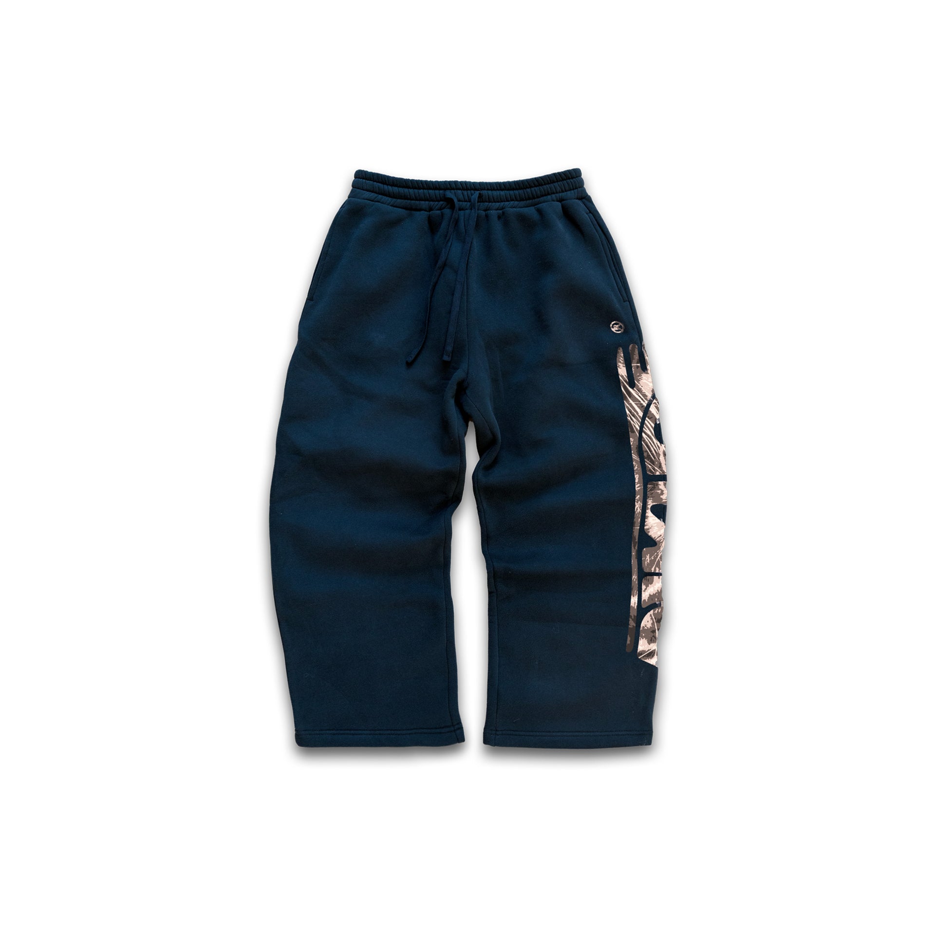 NAVY LEOPARD LOGO SWEATPANTS